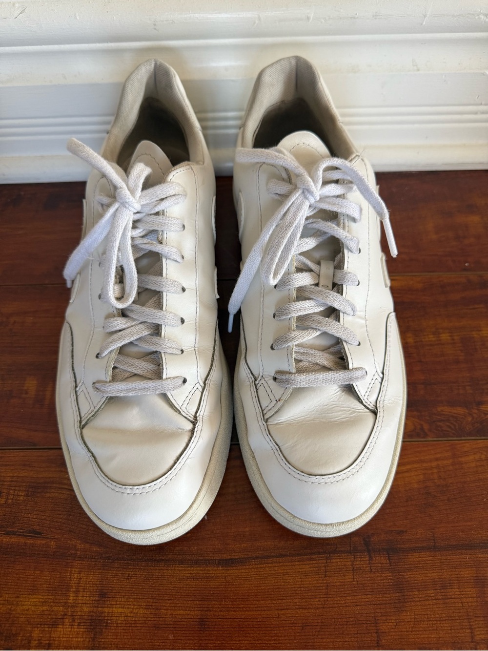 Veja Men's White Leather Lace-Up Sneakers